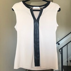 Calvin Klein Faux Leather Blouse